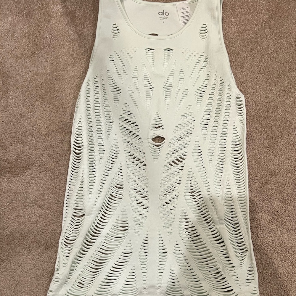teal alo workout top